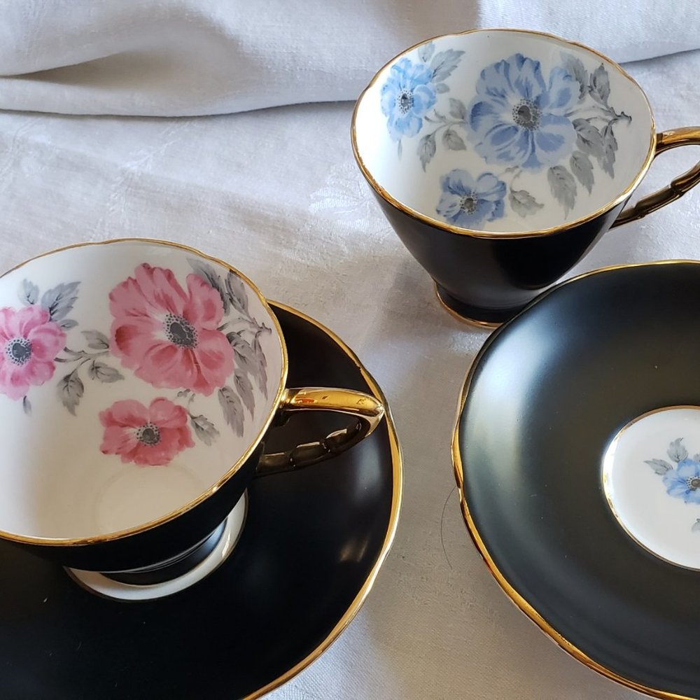 Royal Stratford vintage teacups with saucers